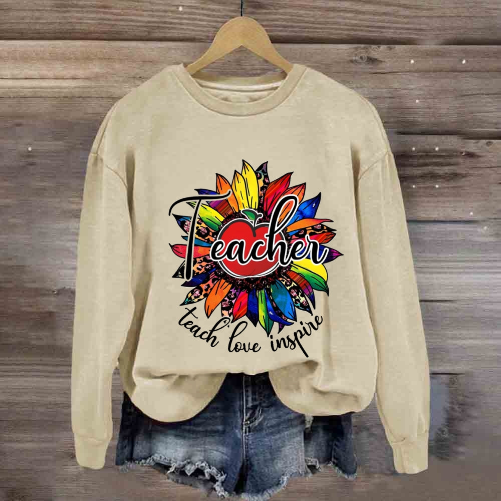 Teach Love Inspire Leopard Sunflower Sweatshirt