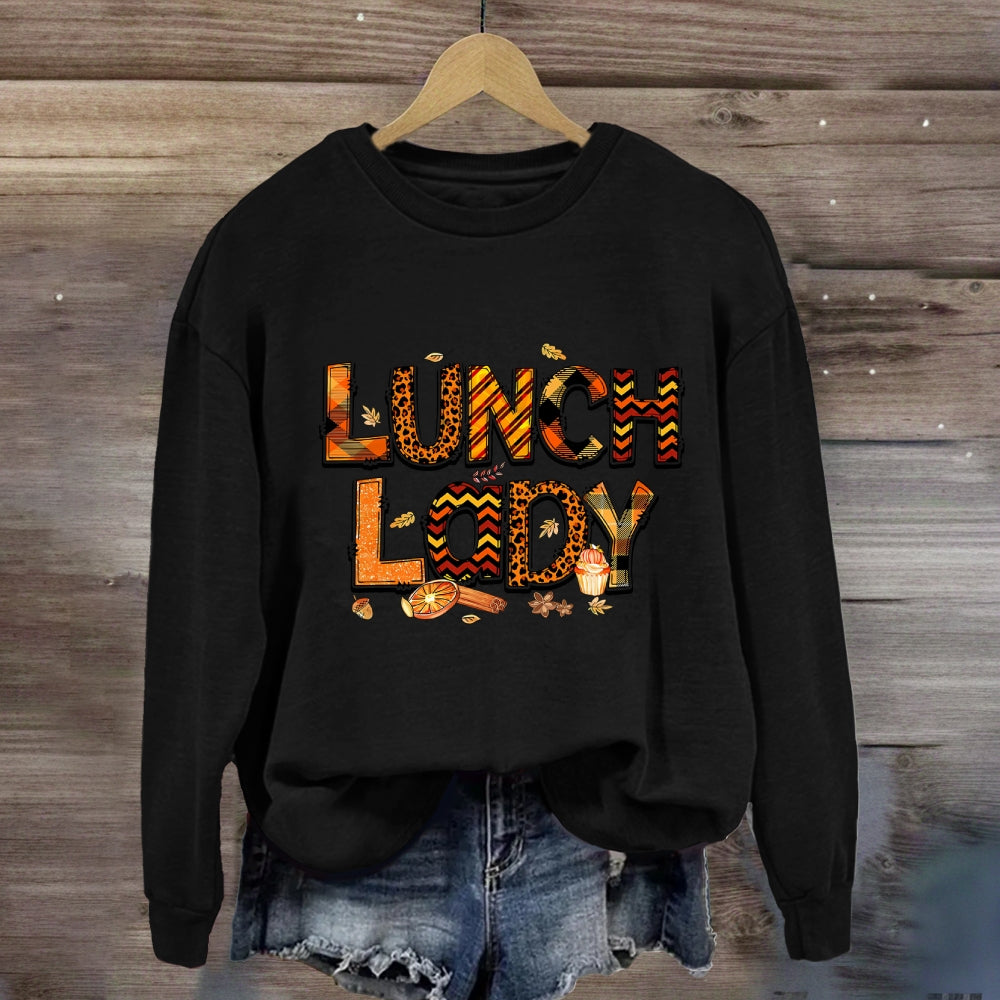 Lunch Lady Leopard Fall Season Sweatshirt