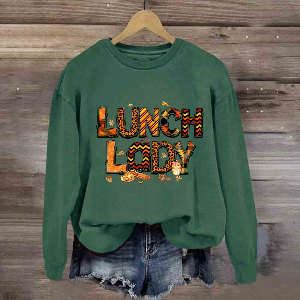 Lunch Lady Leopard Fall Season Sweatshirt
