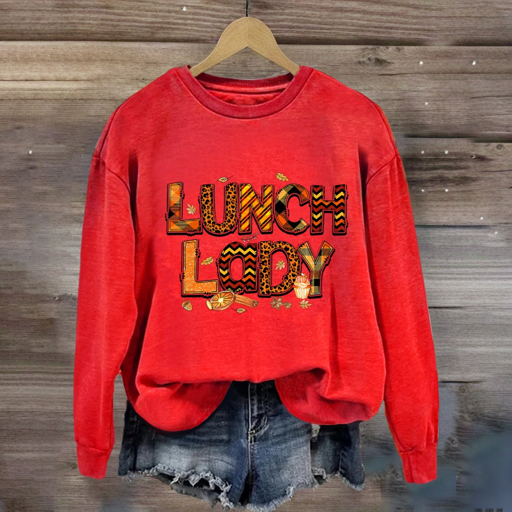 Lunch Lady Leopard Fall Season Sweatshirt