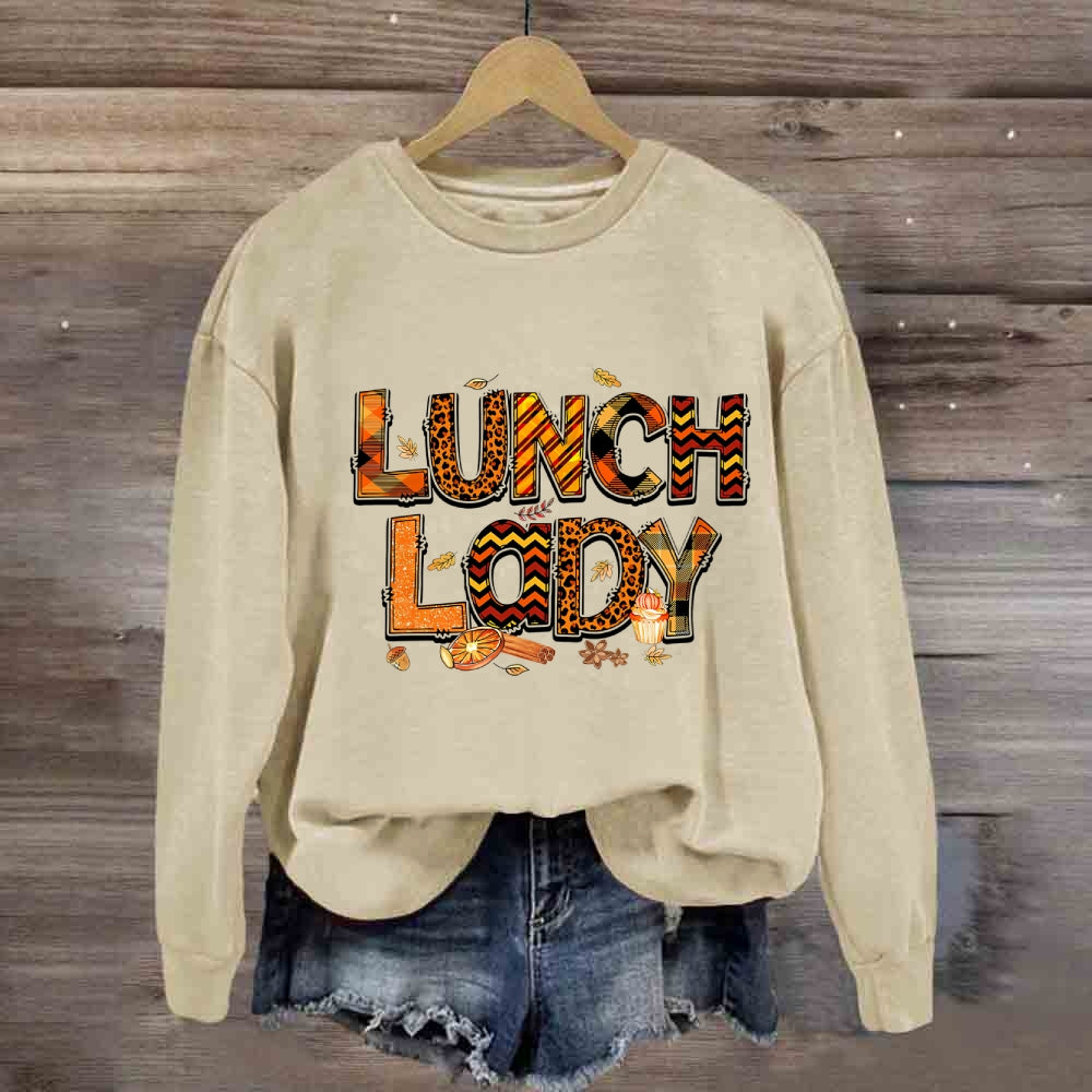 Lunch Lady Leopard Fall Season Sweatshirt