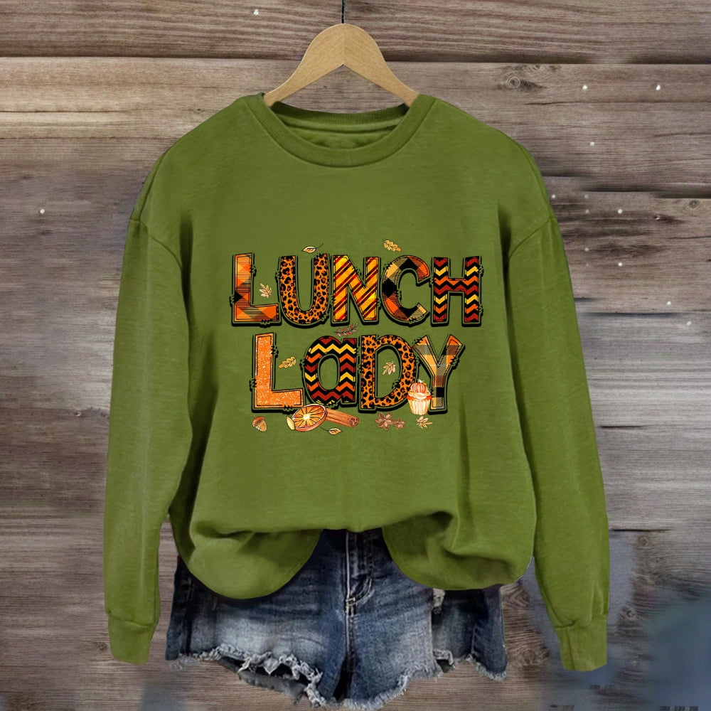 Lunch Lady Leopard Fall Season Sweatshirt