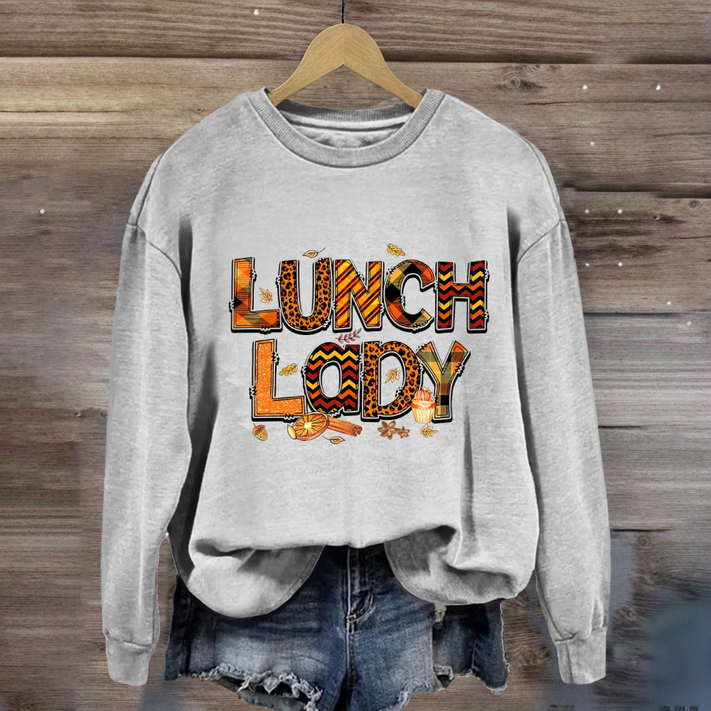 Lunch Lady Leopard Fall Season Sweatshirt