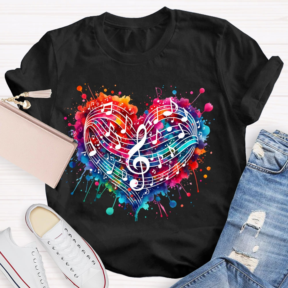 Colorful Heart Music Lovers T-shirt