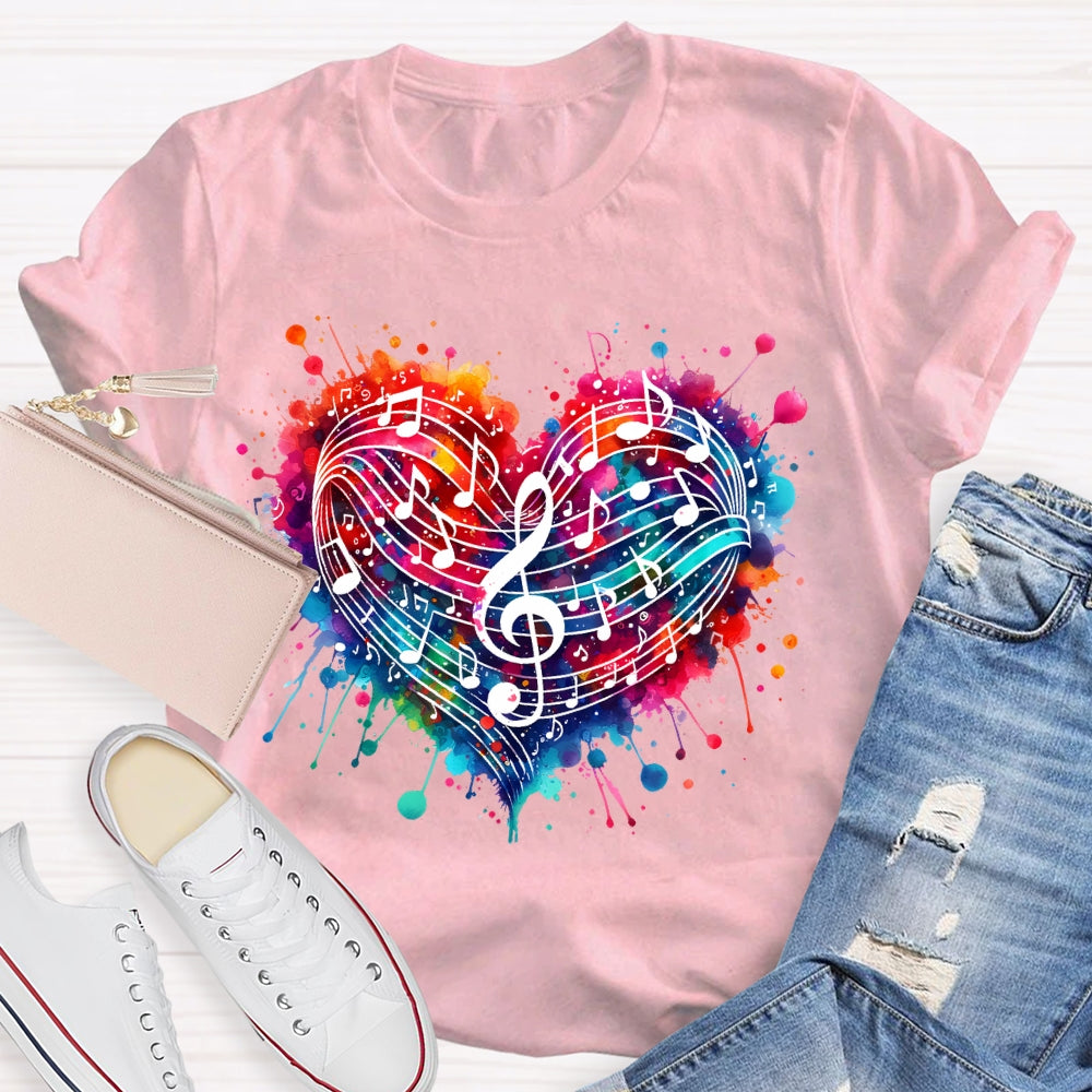 Colorful Heart Music Lovers T-shirt