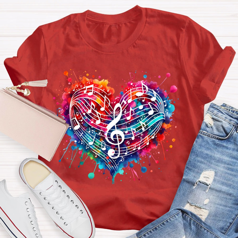 Colorful Heart Music Lovers T-shirt