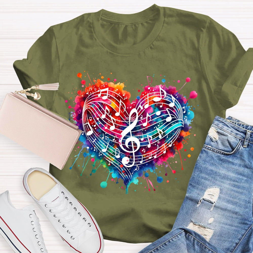 Colorful Heart Music Lovers T-shirt