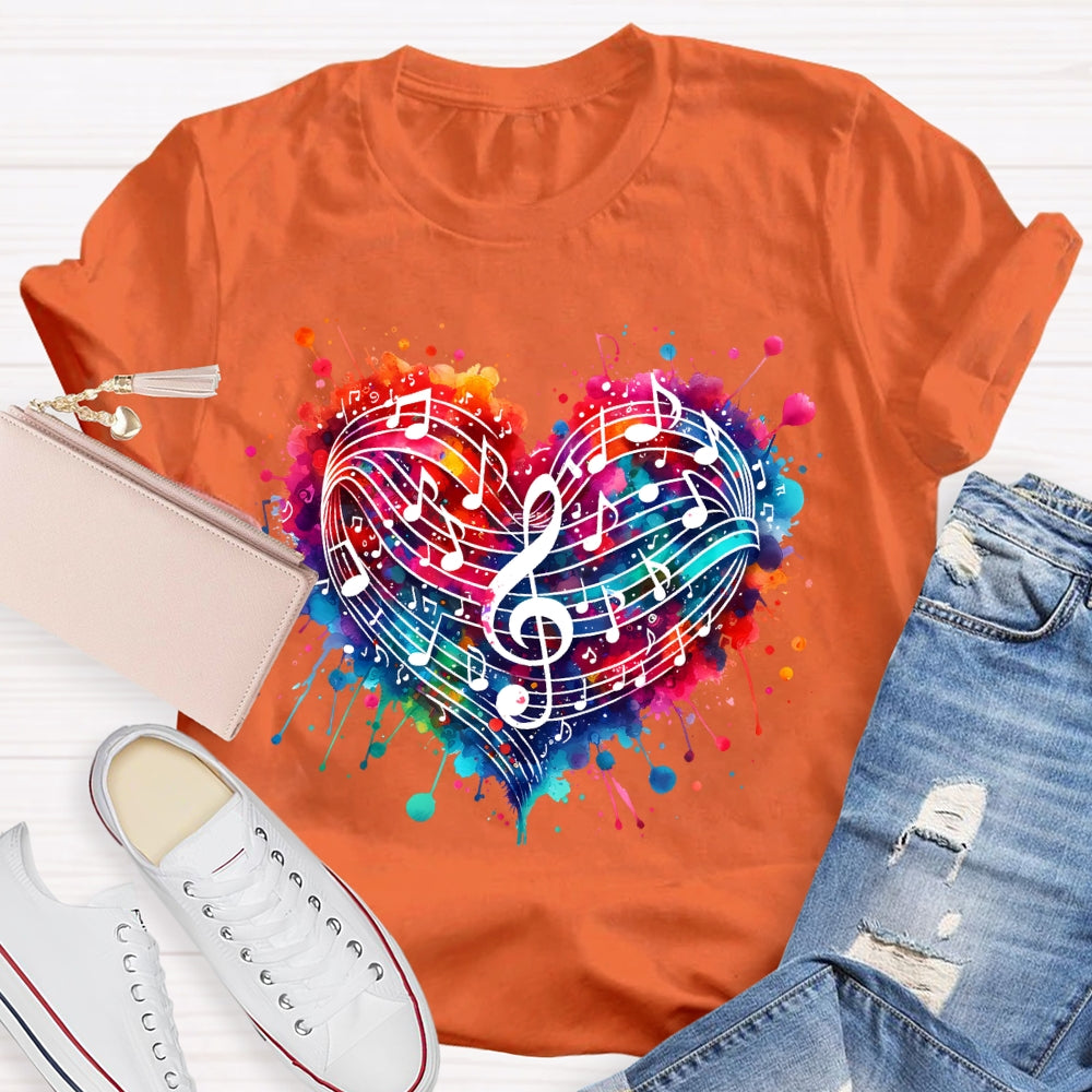 Colorful Heart Music Lovers T-shirt
