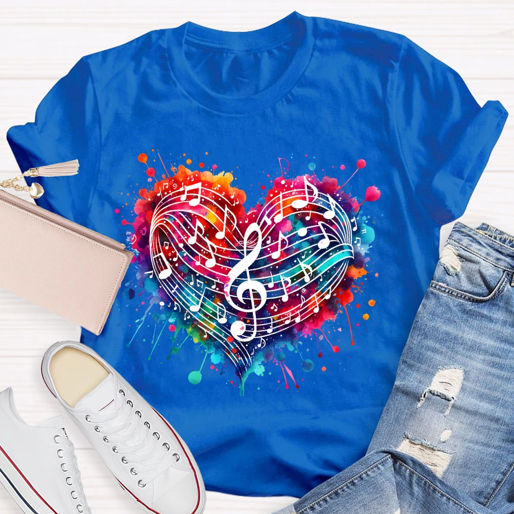 Colorful Heart Music Lovers T-shirt
