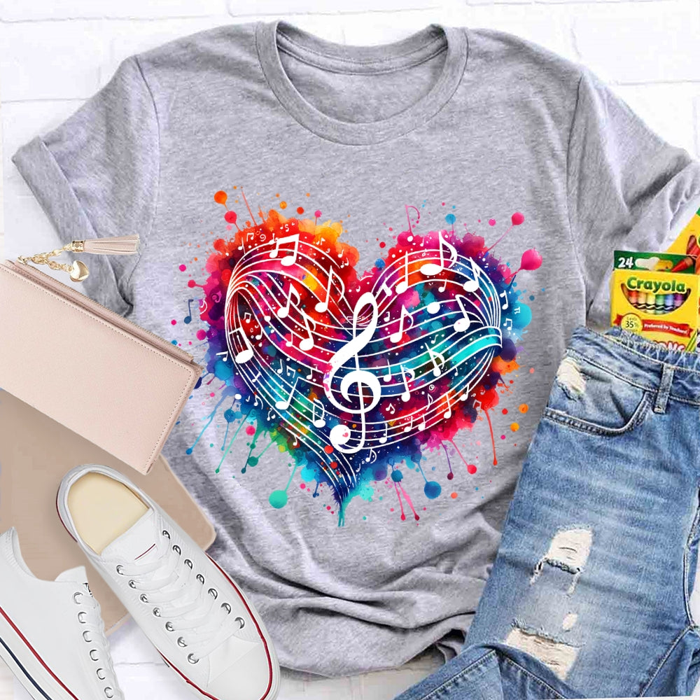 Colorful Heart Music Lovers T-shirt