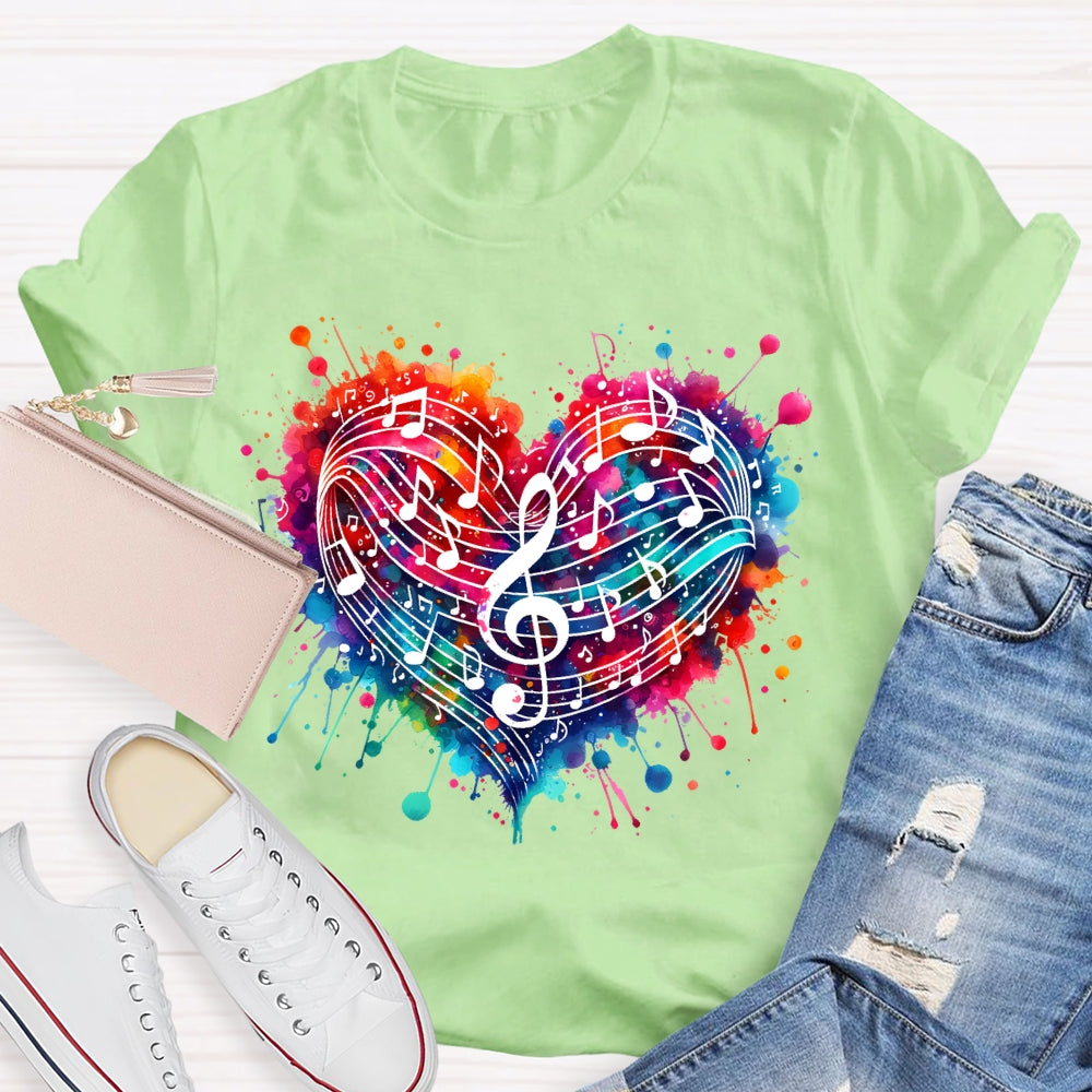 Colorful Heart Music Lovers T-shirt