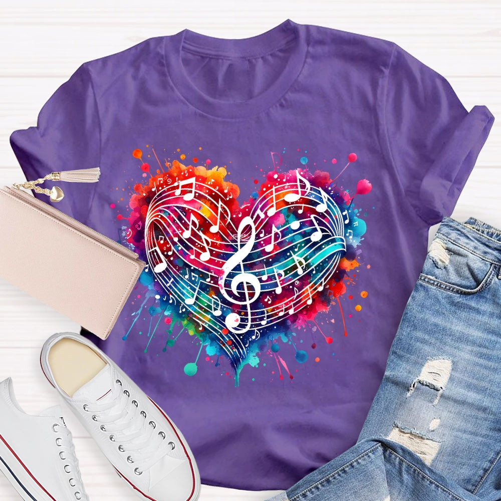 Colorful Heart Music Lovers T-shirt
