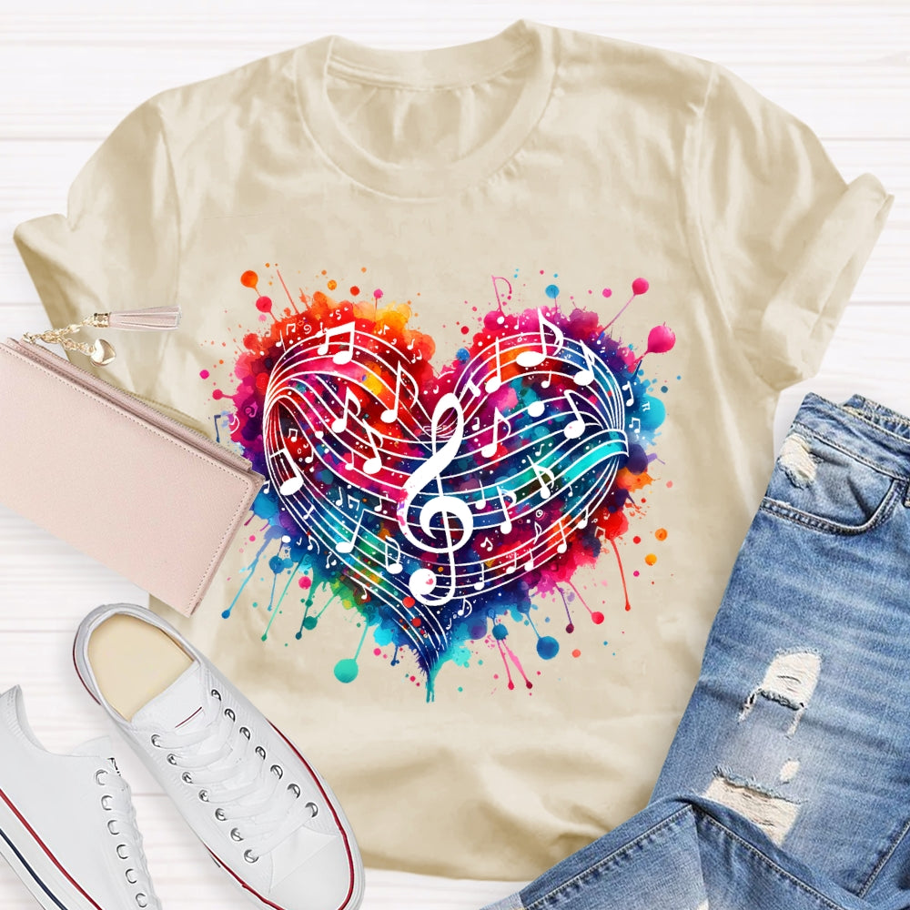 Colorful Heart Music Lovers T-shirt