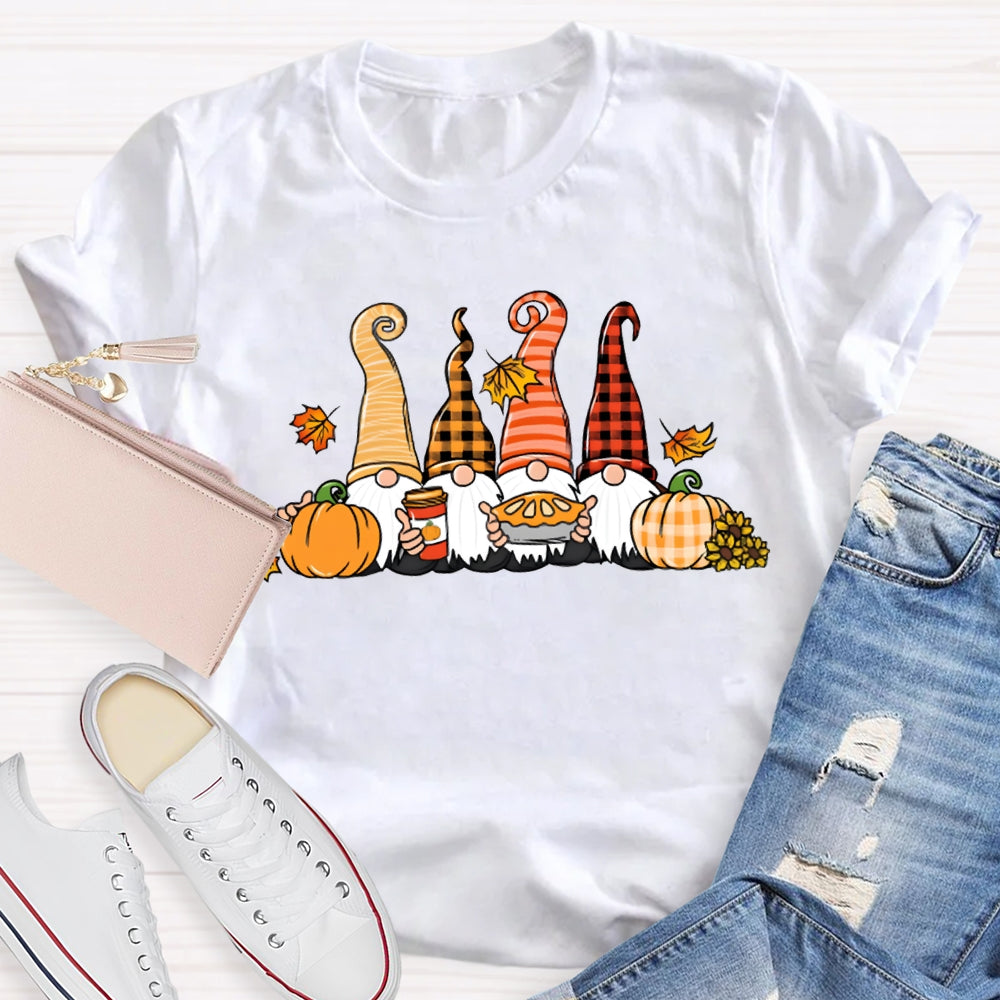 Gnome Thanksgiving The Four Dwarfs And The Pumpkin T-shirt