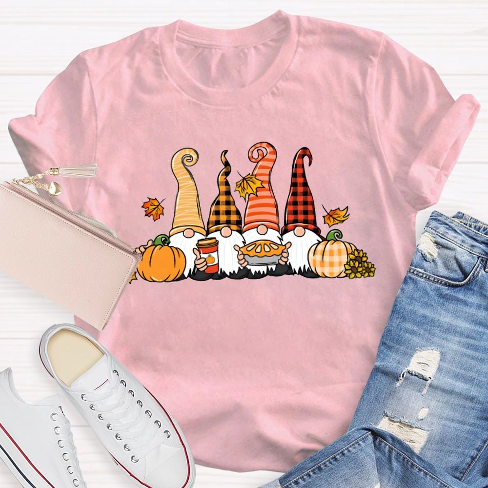 Gnome Thanksgiving The Four Dwarfs And The Pumpkin T-shirt