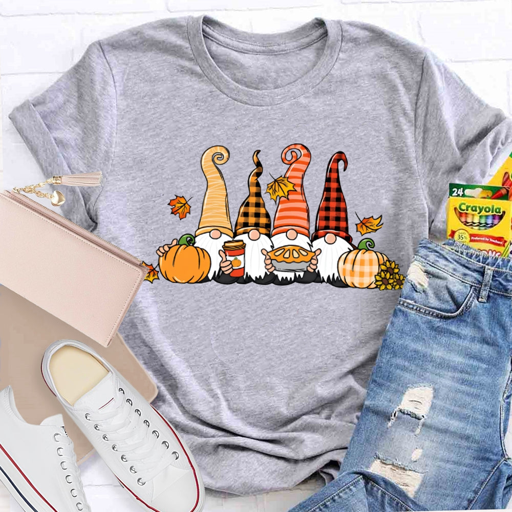 Gnome Thanksgiving The Four Dwarfs And The Pumpkin T-shirt