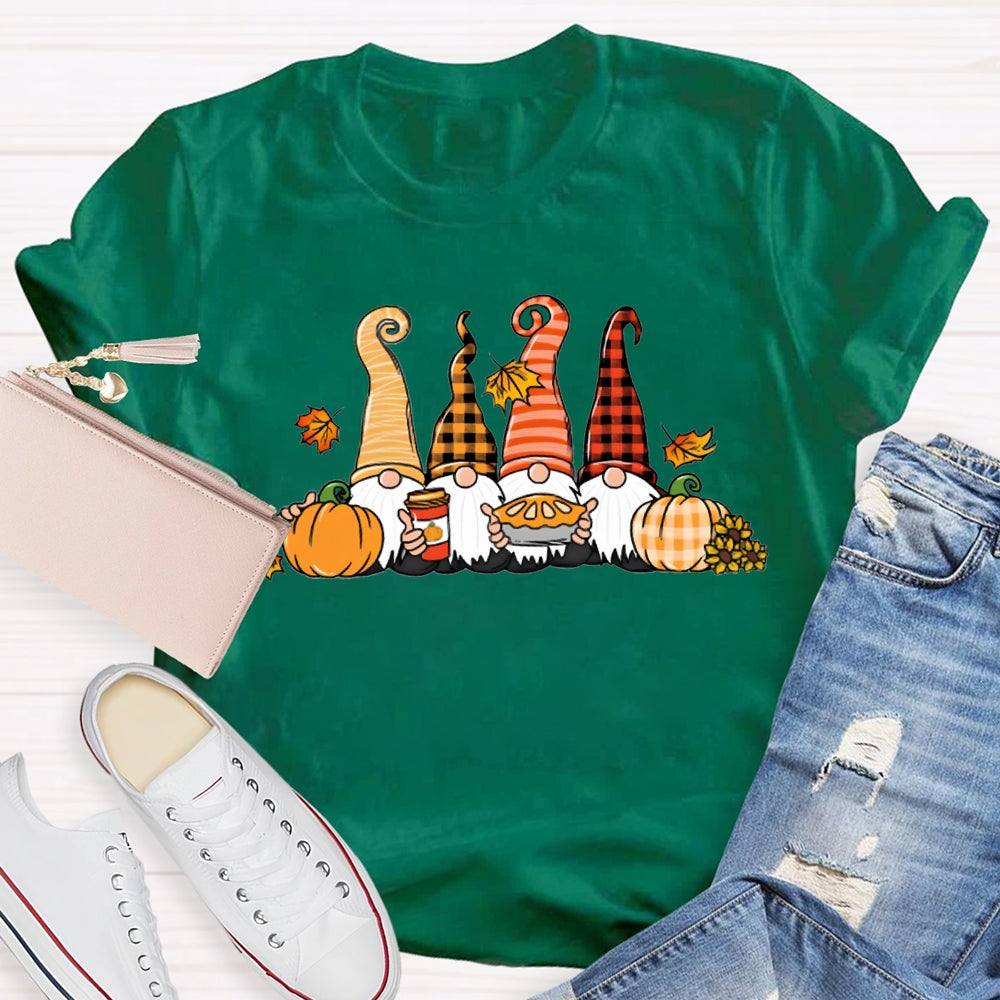 Gnome Thanksgiving The Four Dwarfs And The Pumpkin T-shirt