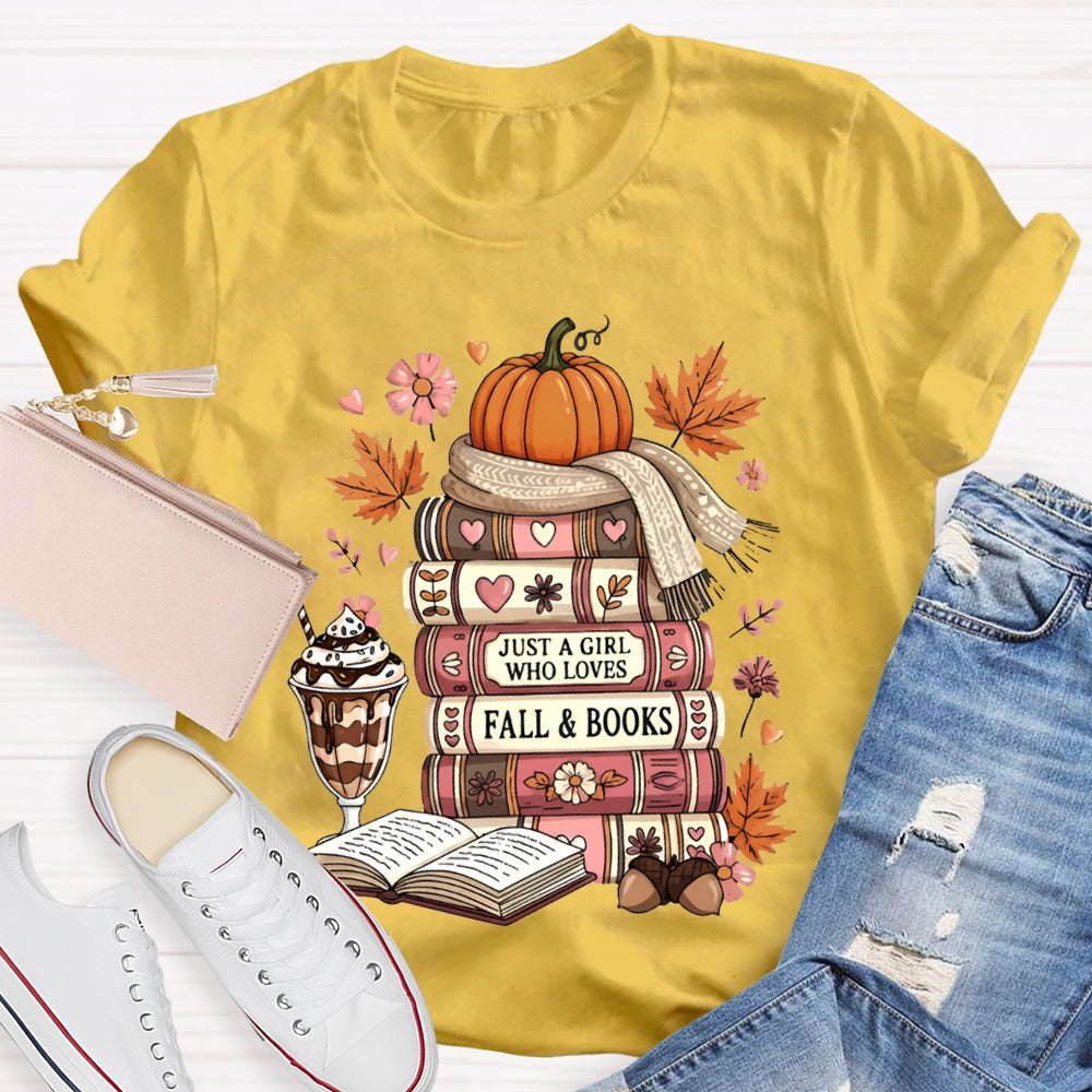 Just A Girl Who Loves Fall And Books Read Thanksgiving T-shirt