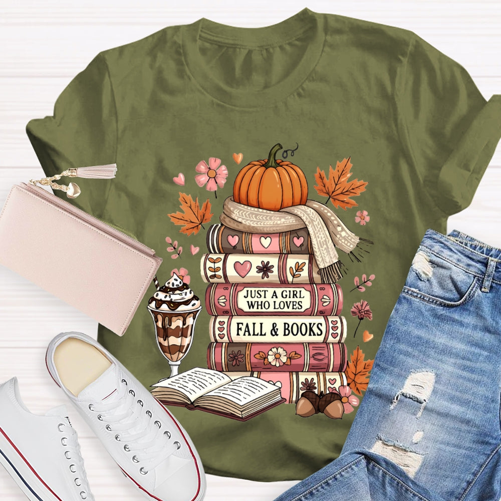 Just A Girl Who Loves Fall And Books Read Thanksgiving T-shirt