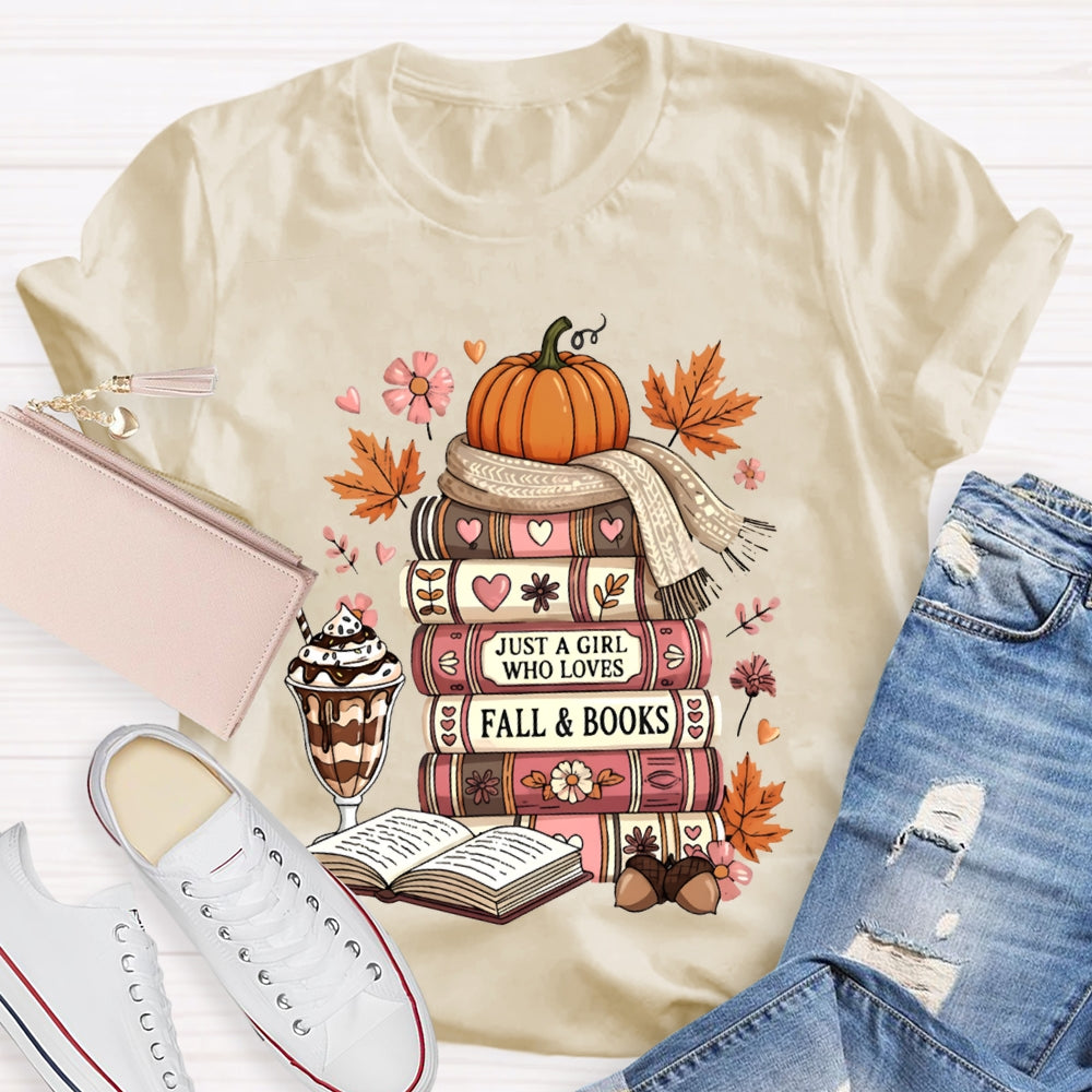 Just A Girl Who Loves Fall And Books Read Thanksgiving T-shirt