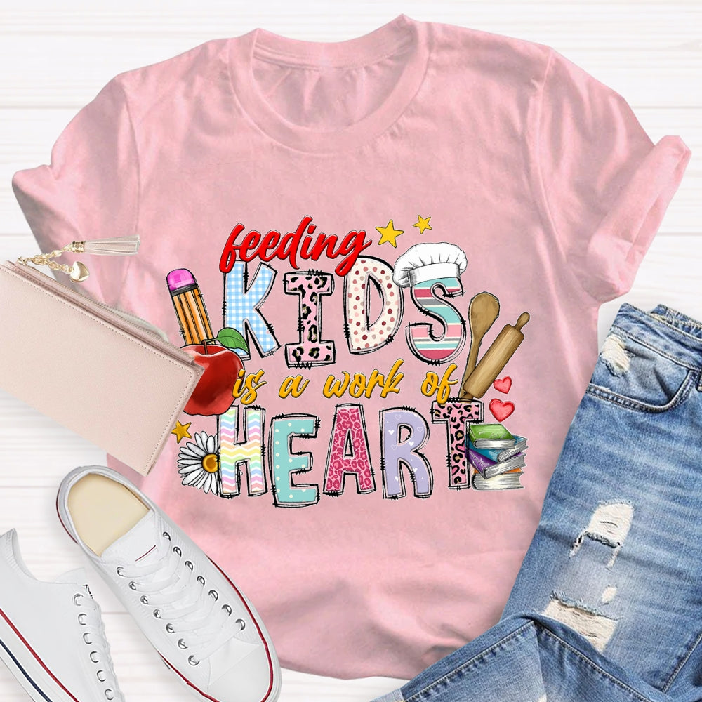 Feeling Kids Is A Work Of Heart Apple And Colored Fonts T-shirt