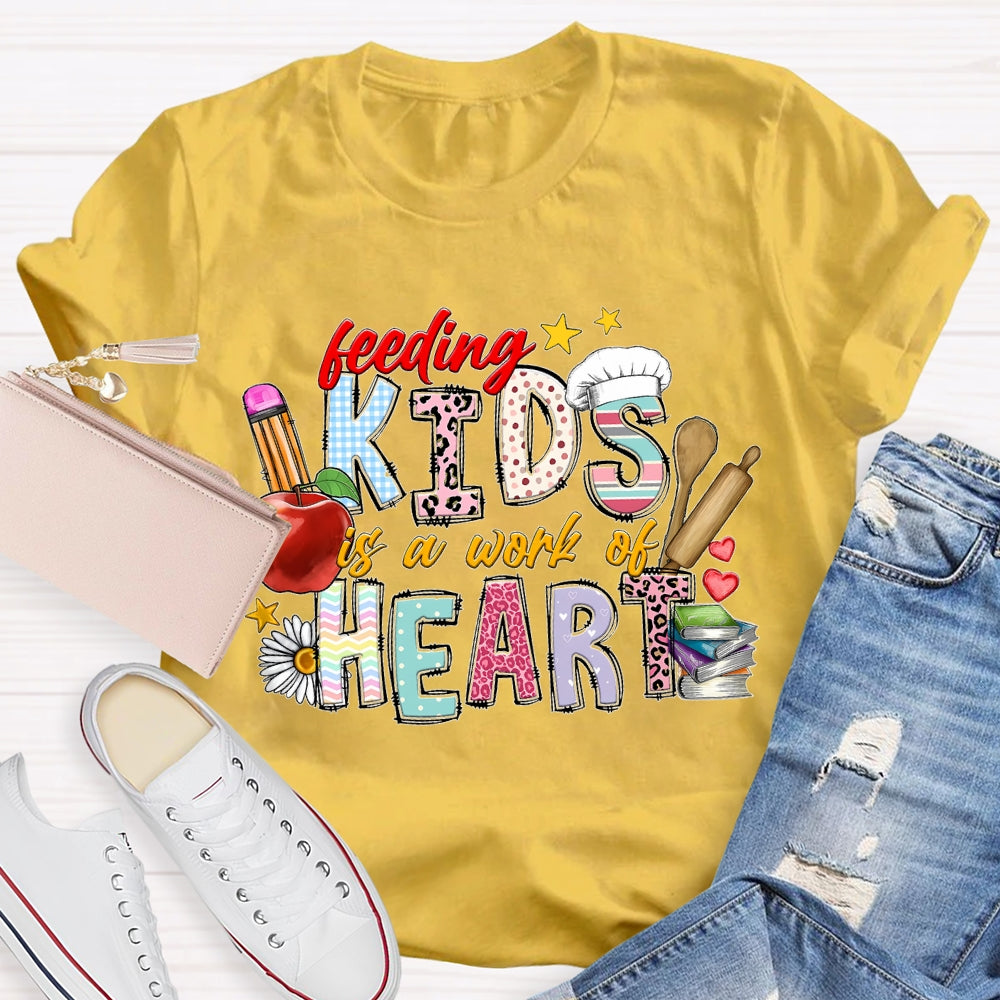 Feeling Kids Is A Work Of Heart Apple And Colored Fonts T-shirt