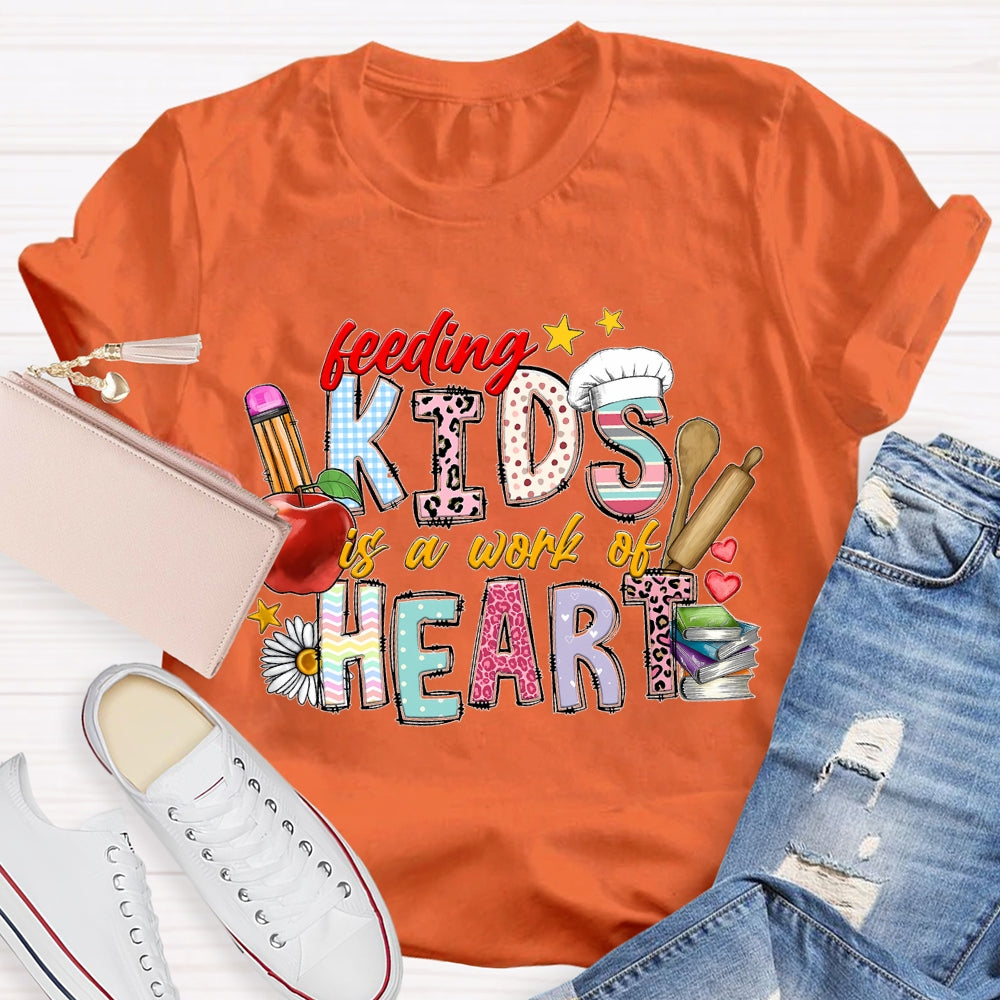 Feeling Kids Is A Work Of Heart Apple And Colored Fonts T-shirt
