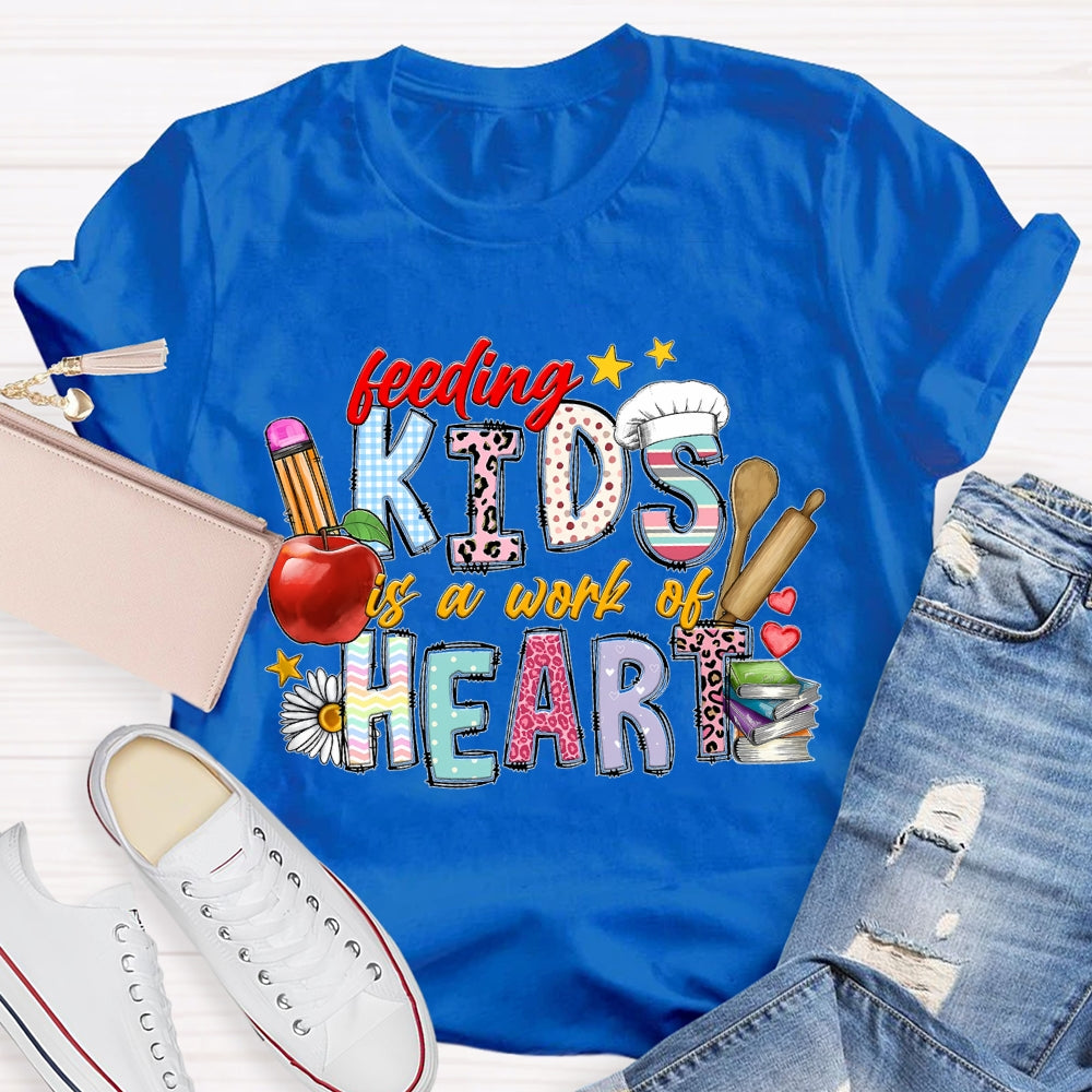 Feeling Kids Is A Work Of Heart Apple And Colored Fonts T-shirt
