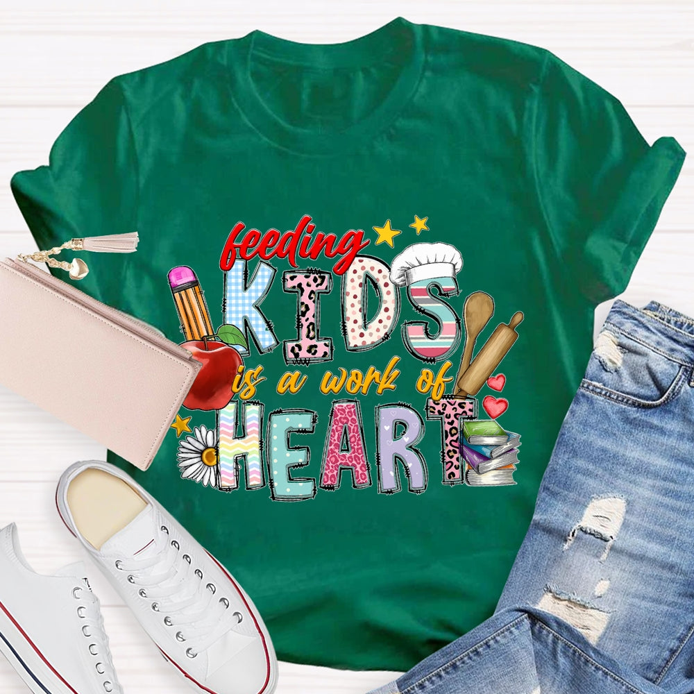 Feeling Kids Is A Work Of Heart Apple And Colored Fonts T-shirt