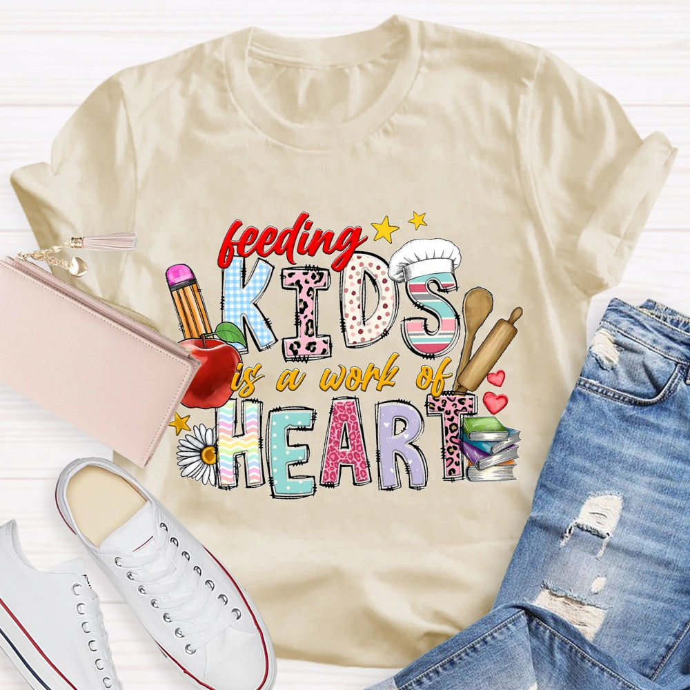 Feeling Kids Is A Work Of Heart Apple And Colored Fonts T-shirt