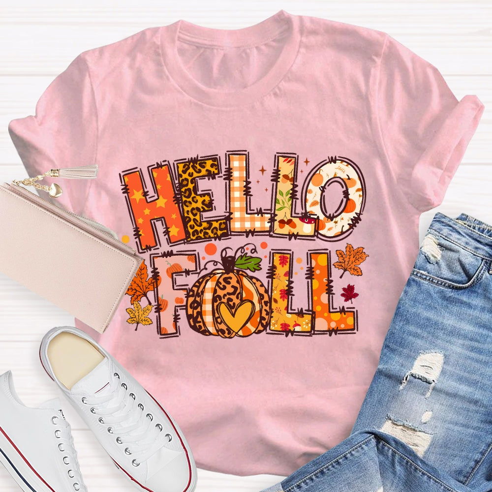 Hello Fall Pumpkin Thanksgiving T-shirt
