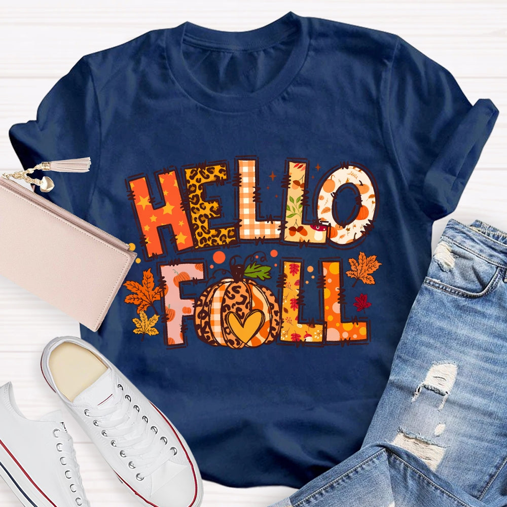 Hello Fall Pumpkin Thanksgiving T-shirt