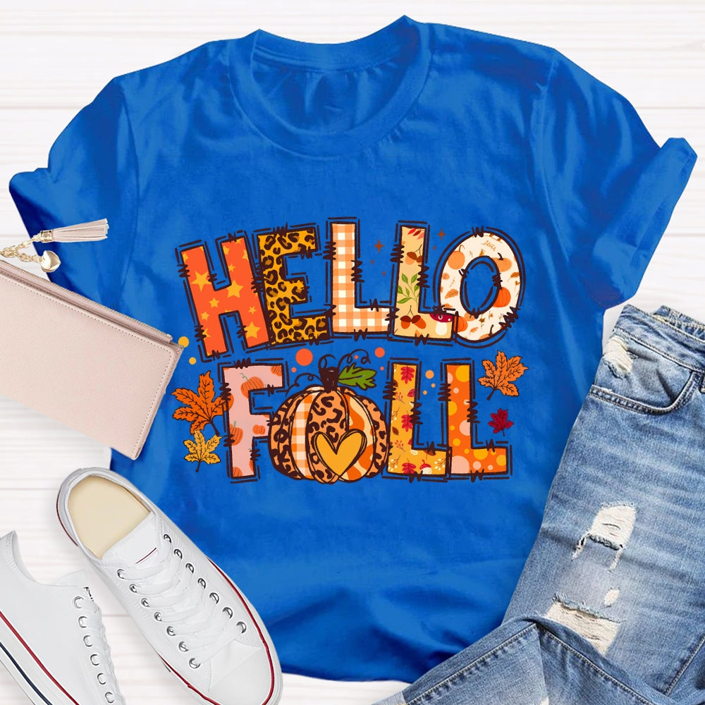 Hello Fall Pumpkin Thanksgiving T-shirt