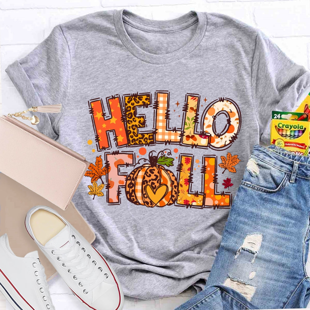 Hello Fall Pumpkin Thanksgiving T-shirt