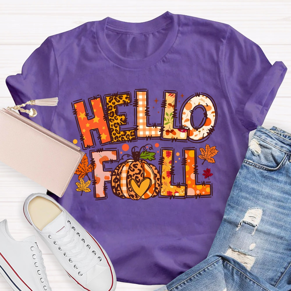 Hello Fall Pumpkin Thanksgiving T-shirt