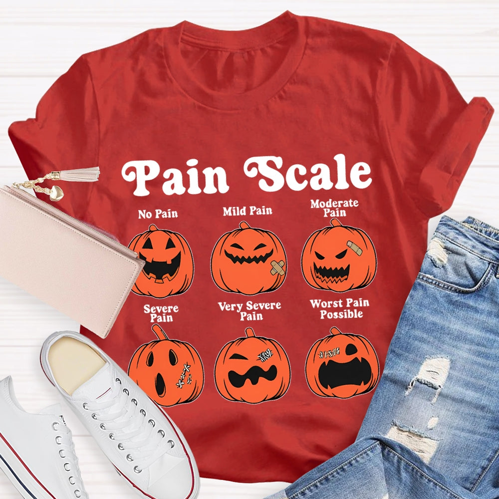 Pain Scale No Pain Mild Pain Moderate Pumpkin T-shirt