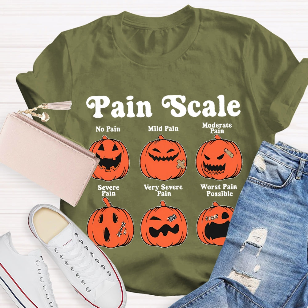 Pain Scale No Pain Mild Pain Moderate Pumpkin T-shirt