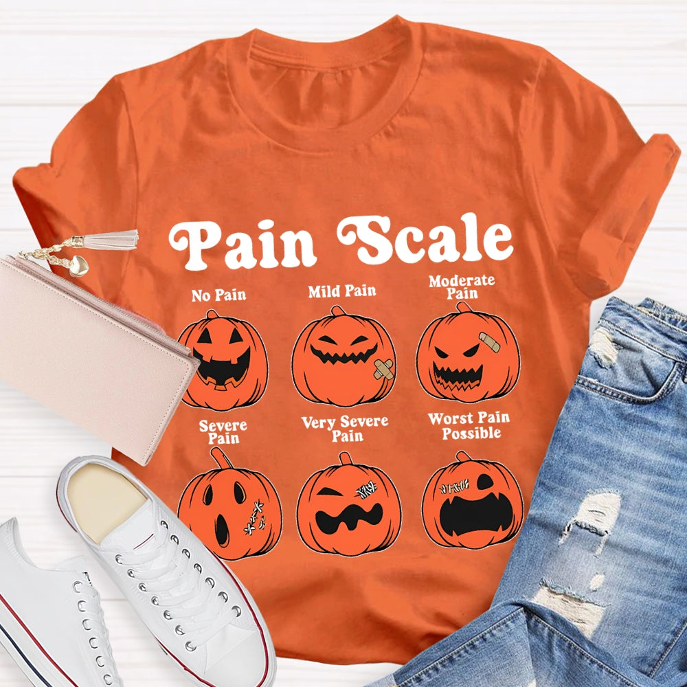 Pain Scale No Pain Mild Pain Moderate Pumpkin T-shirt
