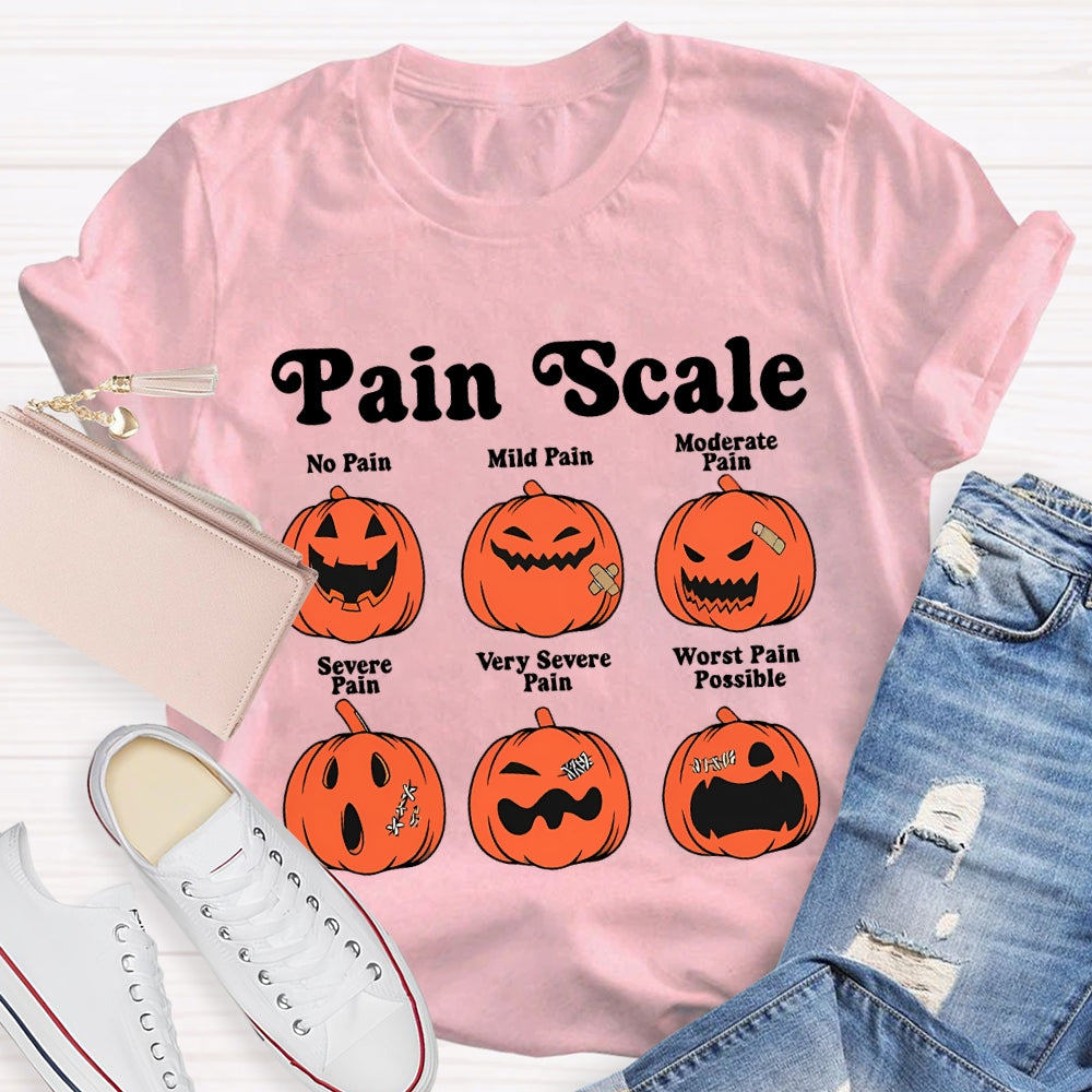 Pain Scale No Pain Mild Pain Moderate Pumpkin T-shirt