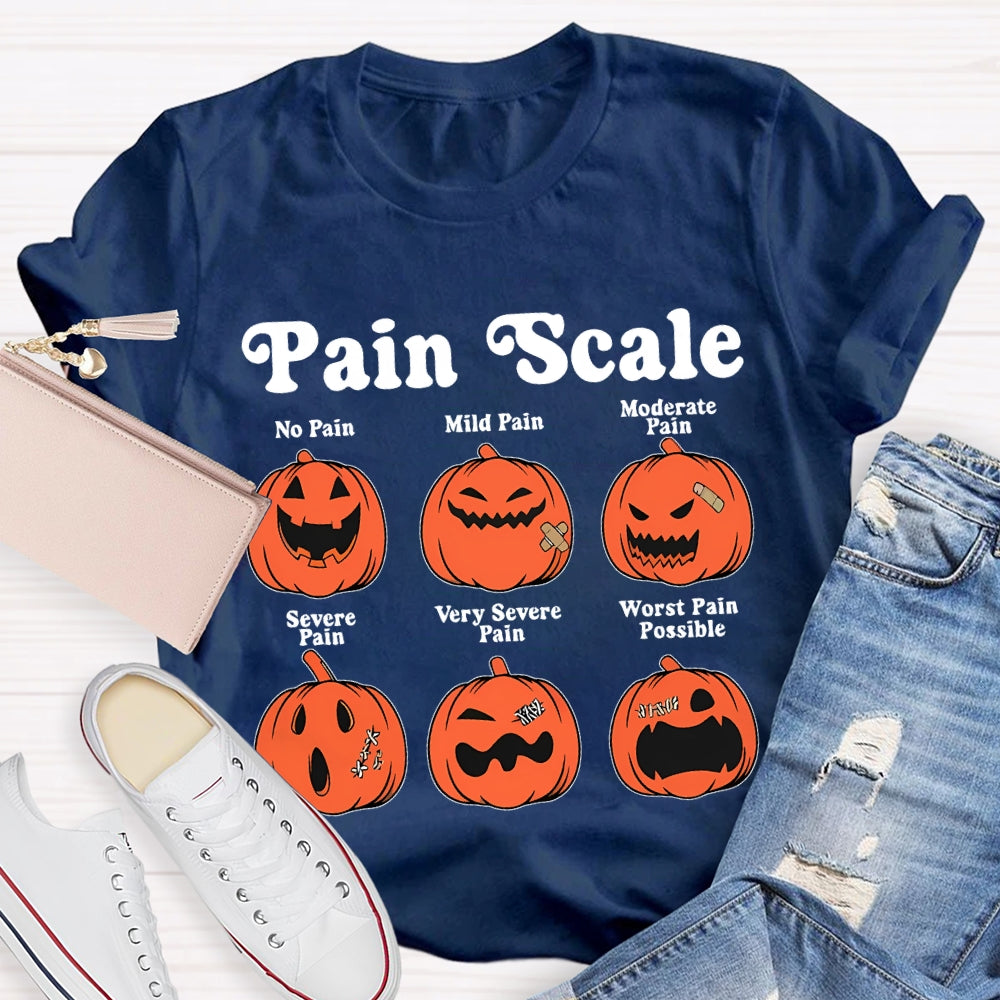 Pain Scale No Pain Mild Pain Moderate Pumpkin T-shirt