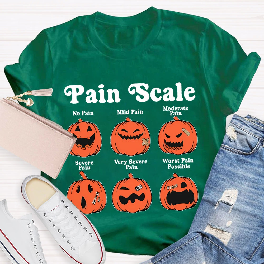 Pain Scale No Pain Mild Pain Moderate Pumpkin T-shirt