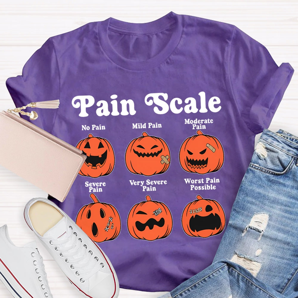 Pain Scale No Pain Mild Pain Moderate Pumpkin T-shirt