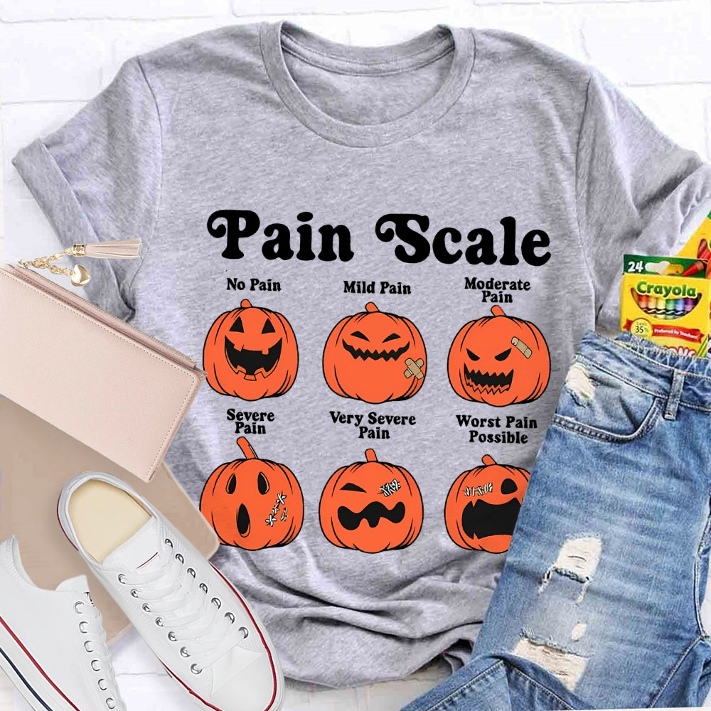 Pain Scale No Pain Mild Pain Moderate Pumpkin T-shirt