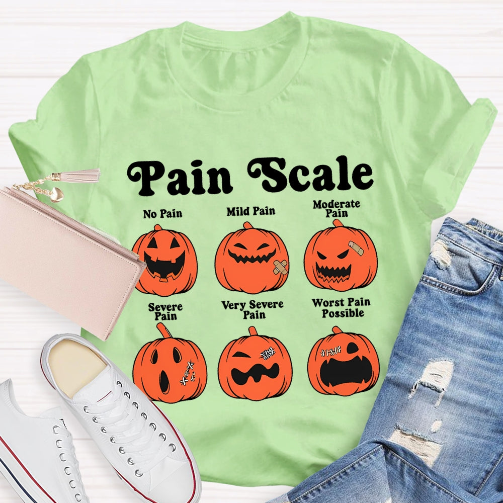 Pain Scale No Pain Mild Pain Moderate Pumpkin T-shirt