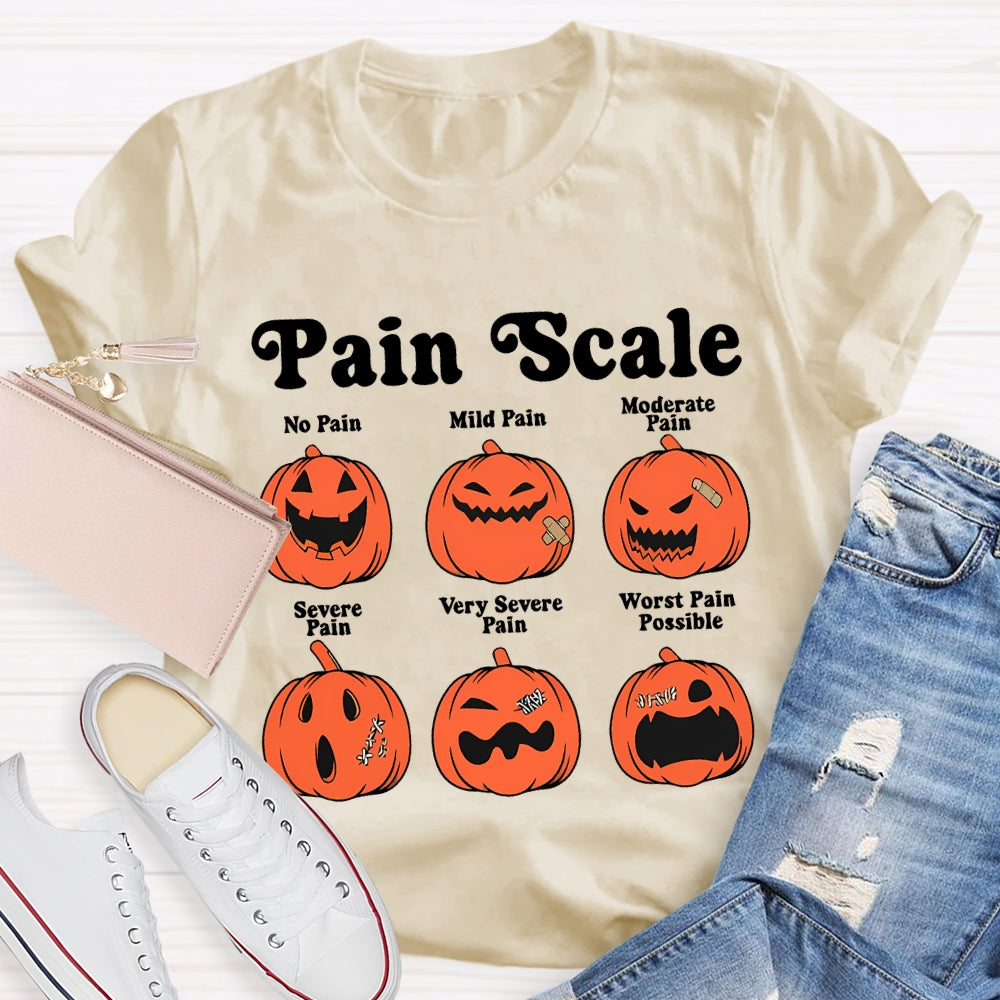 Pain Scale No Pain Mild Pain Moderate Pumpkin T-shirt