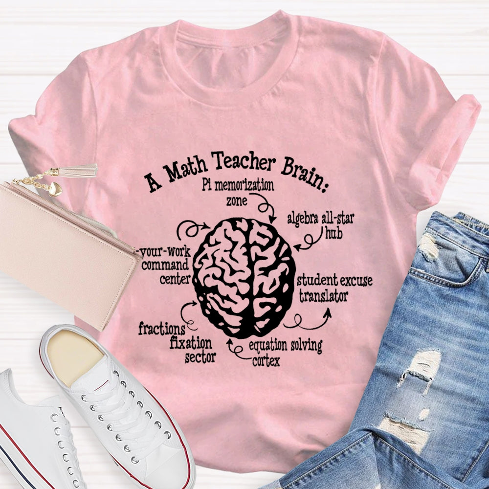 Maths Teacher Brain Funny Professional Teacher T-shirt