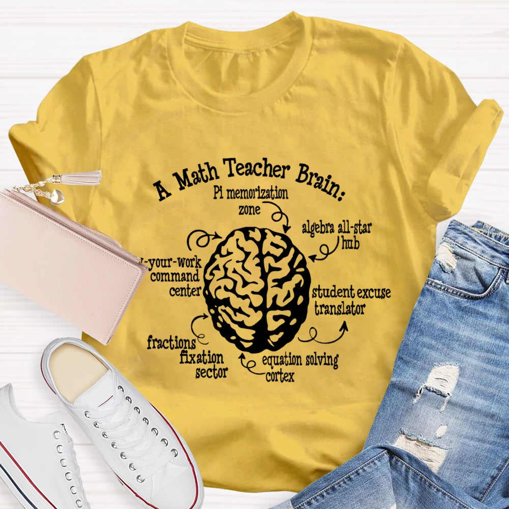 Maths Teacher Brain Funny Professional Teacher T-shirt