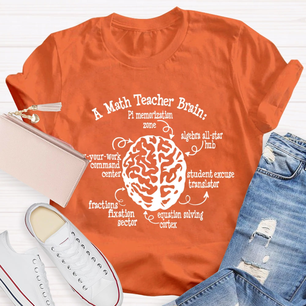 Maths Teacher Brain Funny Professional Teacher T-shirt