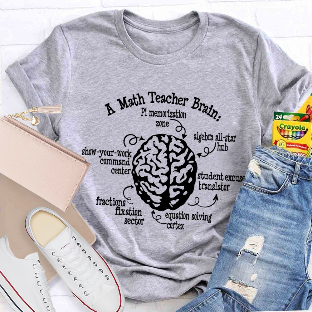 Maths Teacher Brain Funny Professional Teacher T-shirt