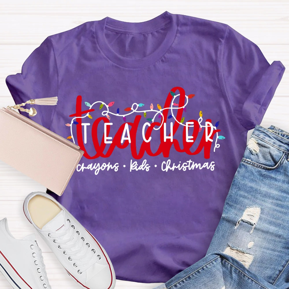 Teacher Crayons Kids Christmas Lanterns T-shirt